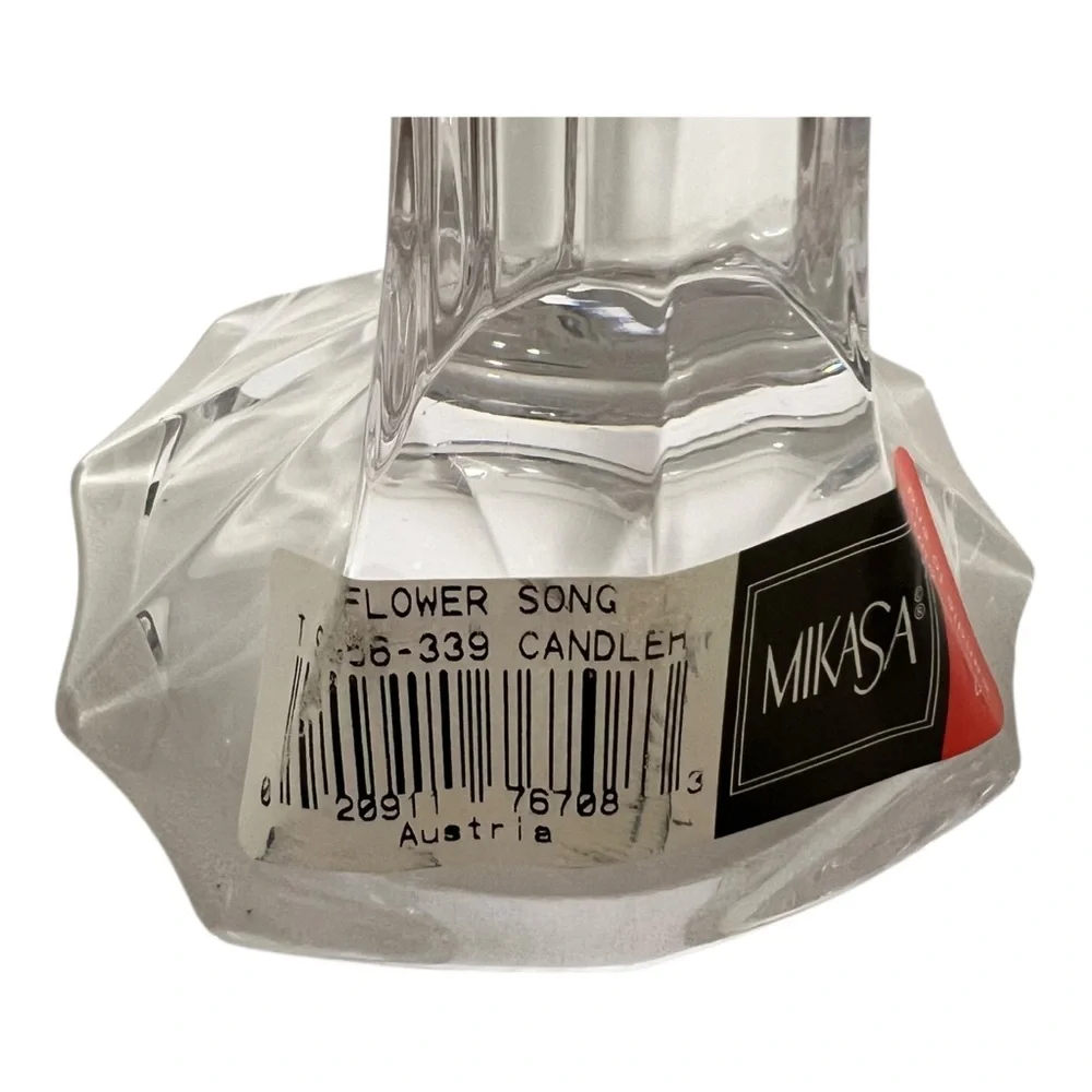 Mikassa Flower Song Austrian Crystal Clear Candle Holders small chip